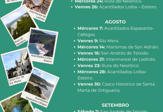 O Concello de Ortigueira oferta unha ampla programación de roteiros de sendeirismo durante todo o verán